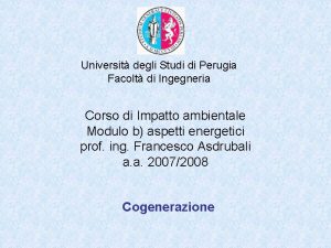 Universit degli Studi di Perugia Facolt di Ingegneria