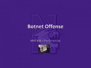 Botnet Offense MSIT 458 The Chinchillas Offense Overview