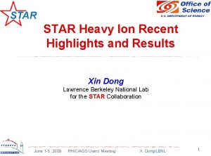 STAR Heavy Ion Recent Highlights and Results Xin