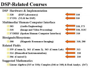 DSPRelated Courses DSP Hardware Implementation y 320 DSP