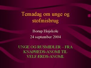 Temadag om unge og stofmisbrug Borup Hjskole 24