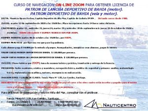 CURSO DE NAVEGACION ONLINE ZOOM PARA OBTENER LICENCIA