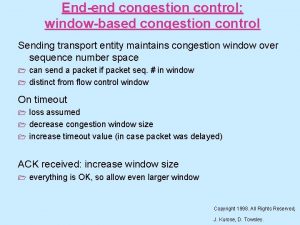 Endend congestion control windowbased congestion control Sending transport