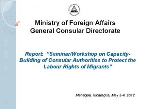Ministry of Foreign Affairs General Consular Directorate Report