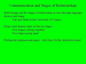 Stages of relationships communication