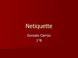 Netiquette Gonzalo Carrizo 1B Que es netiquette n