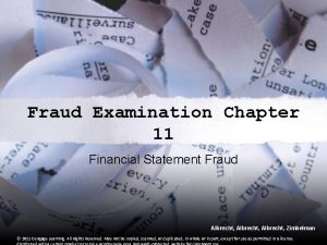 Fraud Examination Chapter 11 Financial Statement Fraud Albrecht