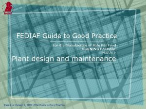 FEDIAF Guide to Good Practice for the Manufacture