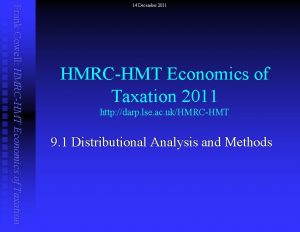 Frank Cowell HMRCHMT Economics of Taxation 14 December