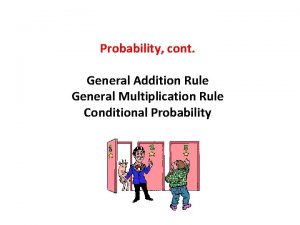 Probability cont General Addition Rule General Multiplication Rule