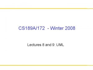 CS 189 A172 Winter 2008 Lectures 8 and