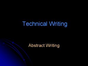 Abstract in technical writing