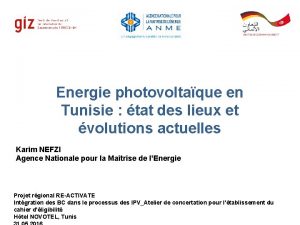 Perspectives de Dveloppement des Energies Renouvelables en Tunisie