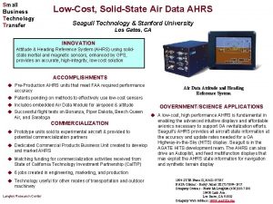 Small Business Technology Transfer LowCost SolidState Air Data