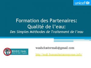 Formation des Partenaires Qualit de leau Des Simples