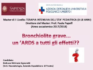 Master di II Livello TERAPIA INTENSIVA DELLETA PEDIATRICA