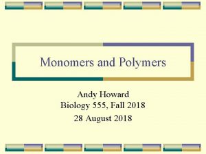 Monomers and Polymers Andy Howard Biology 555 Fall