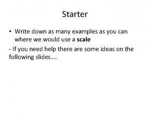 Starter Write down as many examples as you