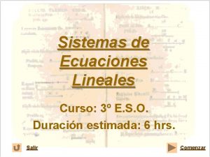 Sistemas de Ecuaciones Lineales Curso 3 E S