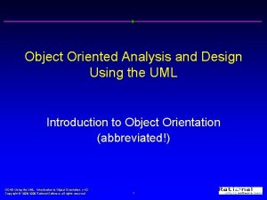 Object Oriented Analysis and Design Using the UML