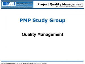 Project Quality Management PMP Prep Course PMBOK 4
