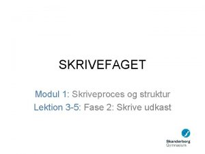 SKRIVEFAGET Modul 1 Skriveproces og struktur Lektion 3