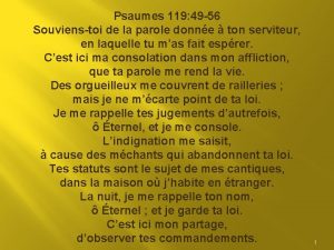 Psaumes 119 49 56 Souvienstoi de la parole