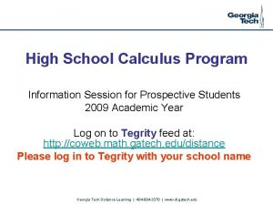 High School Calculus Program Information Session for Prospective