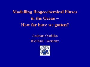 Modelling Biogeochemical Fluxes in the Ocean How far