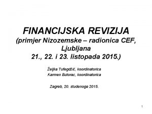 FINANCIJSKA REVIZIJA primjer Nizozemske radionica CEF Ljubljana 21