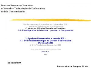 Fonction Ressources Humaines et Nouvelles Technologies de lInformation