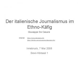 Der italienische Journalismus im EthnoKfig Giuseppe De Cesare