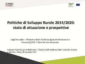 Politiche di Sviluppo Rurale 20142020 stato di attuazione