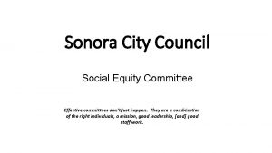 Sonora City Council Social Equity Committee Effective committees