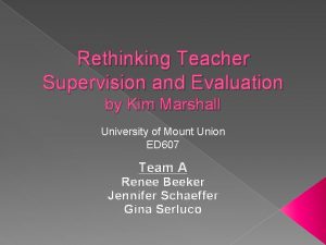 Rethinking Teacher Supervision and Evaluation by Kim Marshall