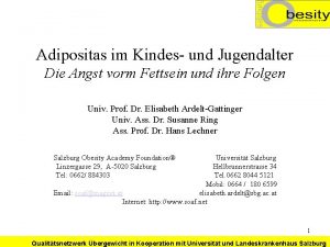 Adipositas im Kindes und Jugendalter Die Angst vorm