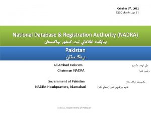 October 3 rd 2011 1390 11 National Database