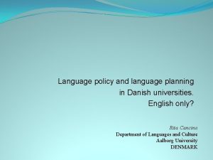 Language policy and language planning in Danish universities