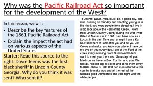 The pacific railroad act of 1862