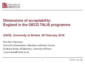 Dimensions of acceptability England in the OECD TALIS