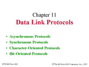 Chapter 11 Data Link Protocols Asynchronous Protocols Synchronous