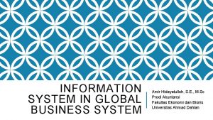 INFORMATION SYSTEM IN GLOBAL BUSINESS SYSTEM Amir Hidayatulloh