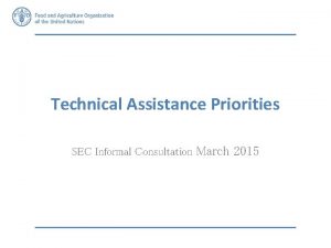 Technical Assistance Priorities SEC Informal Consultation March 2015