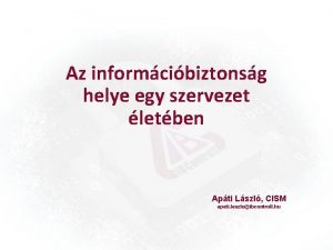 Az informcibiztonsg helye egy szervezet letben Apti Lszl