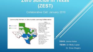 Zero Suicide in Texas ZEST Collaborative Call January