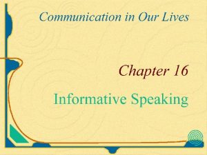 Specific purpose statement for an informative speech