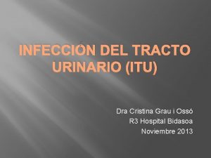 INFECCIN DEL TRACTO URINARIO ITU Dra Cristina Grau