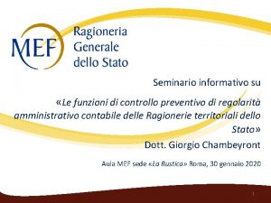 Seminario informativo su Le funzioni di controllo preventivo