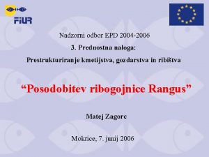 Nadzorni odbor EPD 2004 2006 3 Prednostna naloga