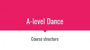 Alevel Dance Course structure Component 1 Performance Choreography